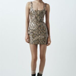 NWT Zara snake leather effect mini dress sz M